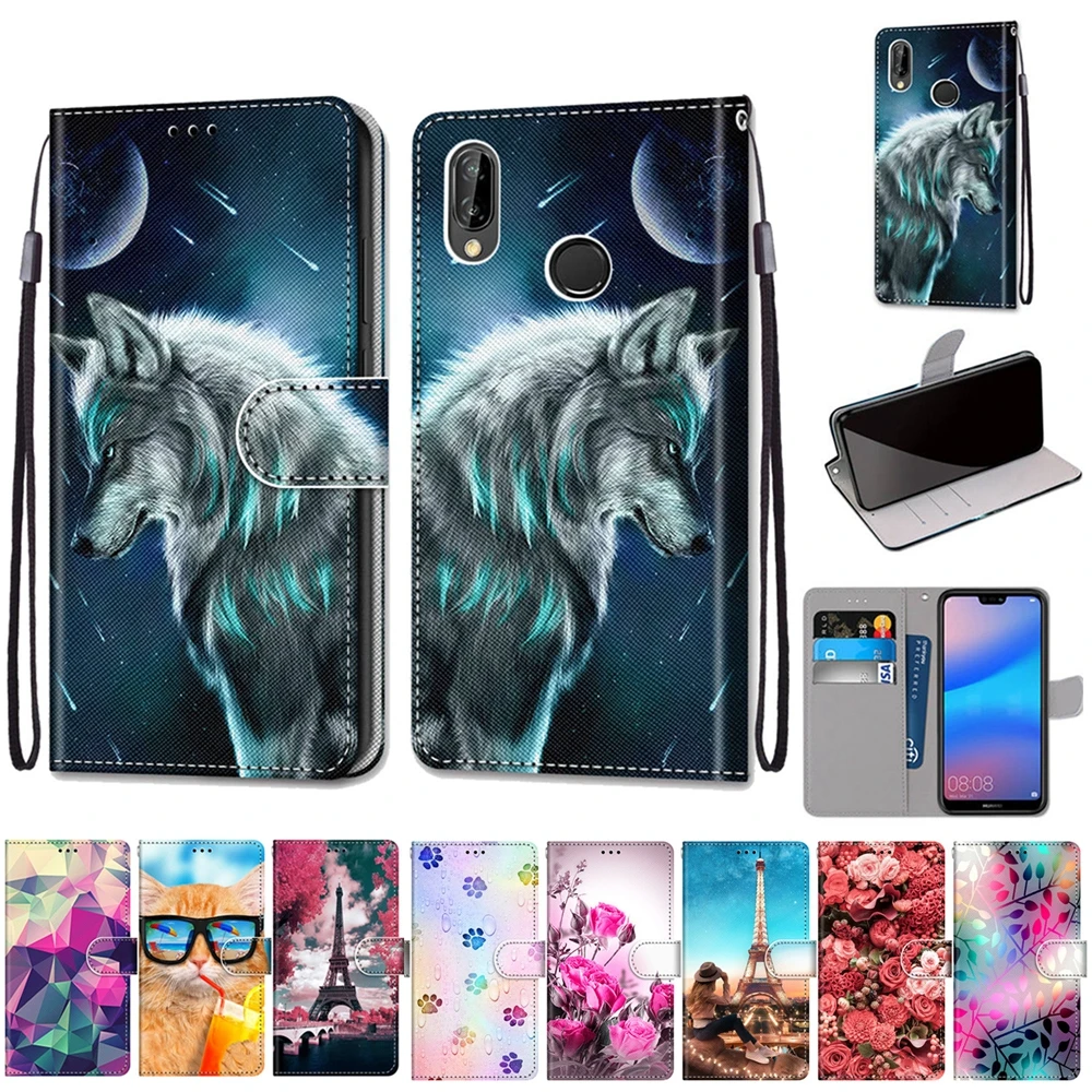 Кожаный чехол для Huawei P20 Lite с откидной крышкой и бумажником телефона P30 Pro Nova 3E 4E
