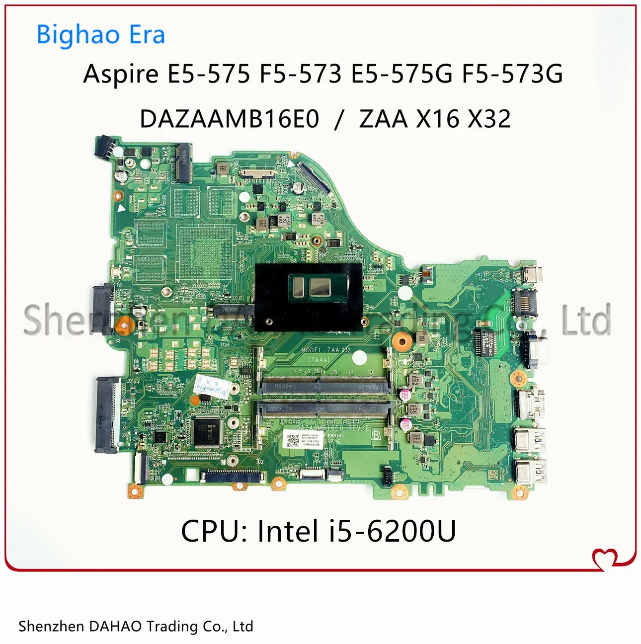 

For Acer Aspire E5-575 F5-573G E5-575G Laptop Motherboard DAZAAMB16E0 Mainboard With i5-6200U CPU DDR4 NBGE611002 NB.GE611.002