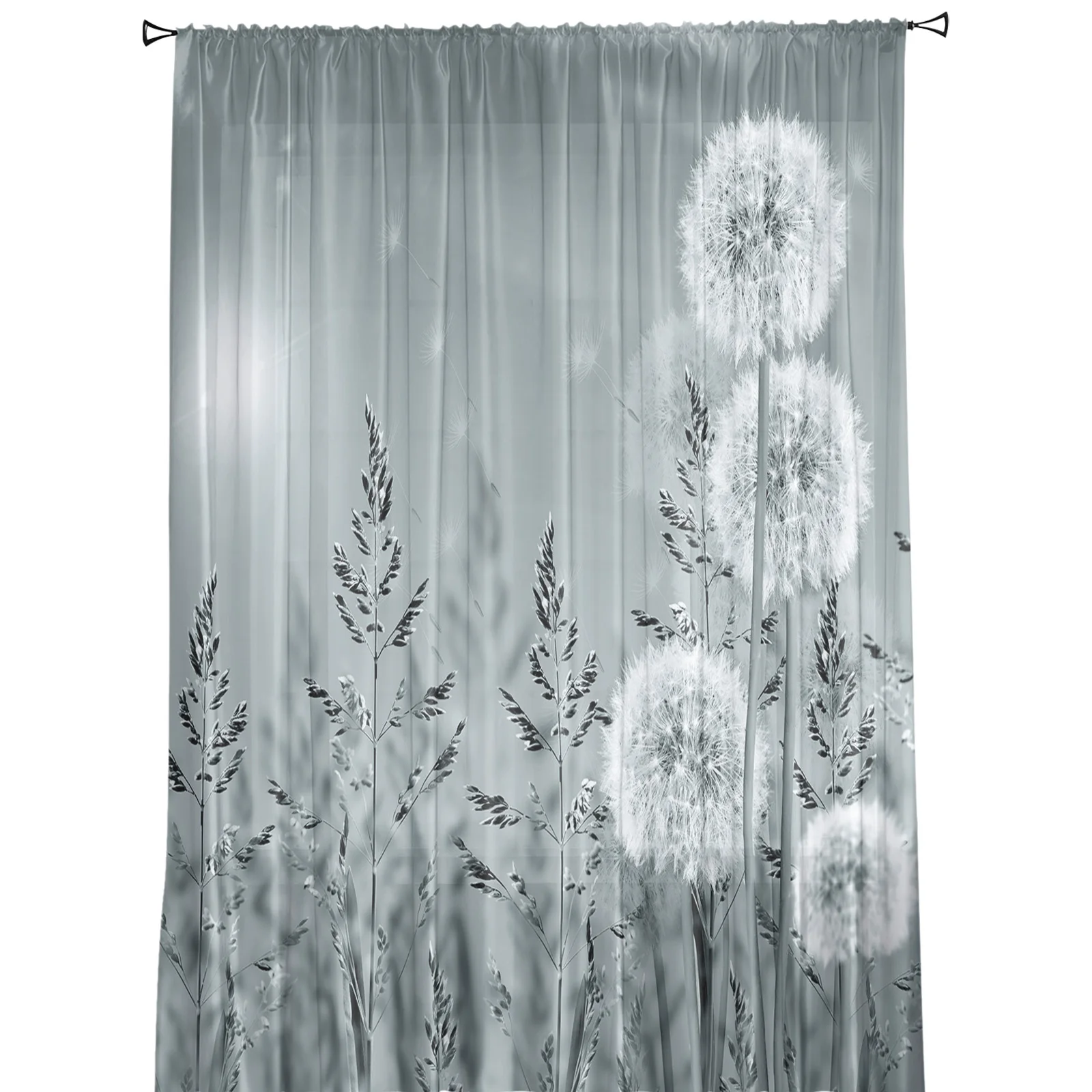 Занавески с изображением серого одуванчика занавески на окна для гостиной