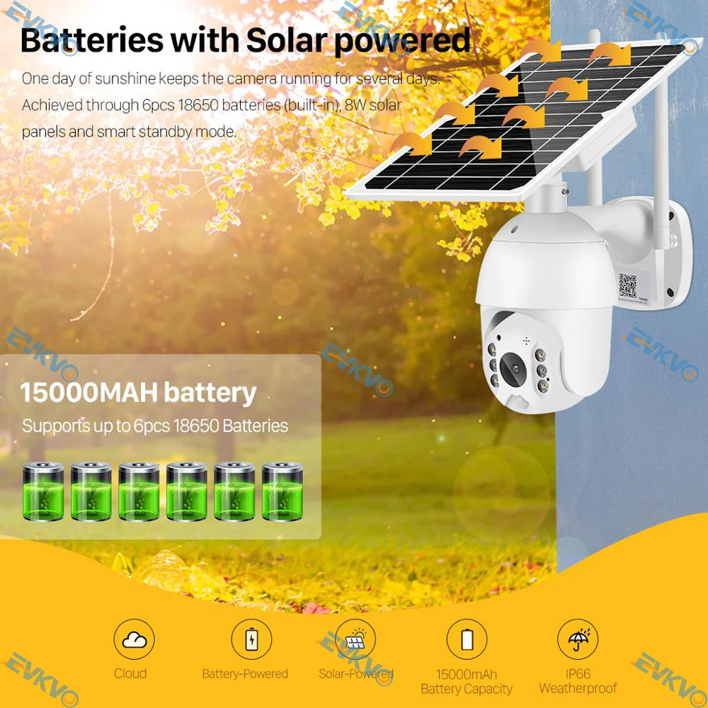 

EVKVO 4G 1080P HD Solar Panel Outdoor Monitoring Waterproof CCTV Camera Smart Home Two-way Voice Intrusion Alarm Long Standby
