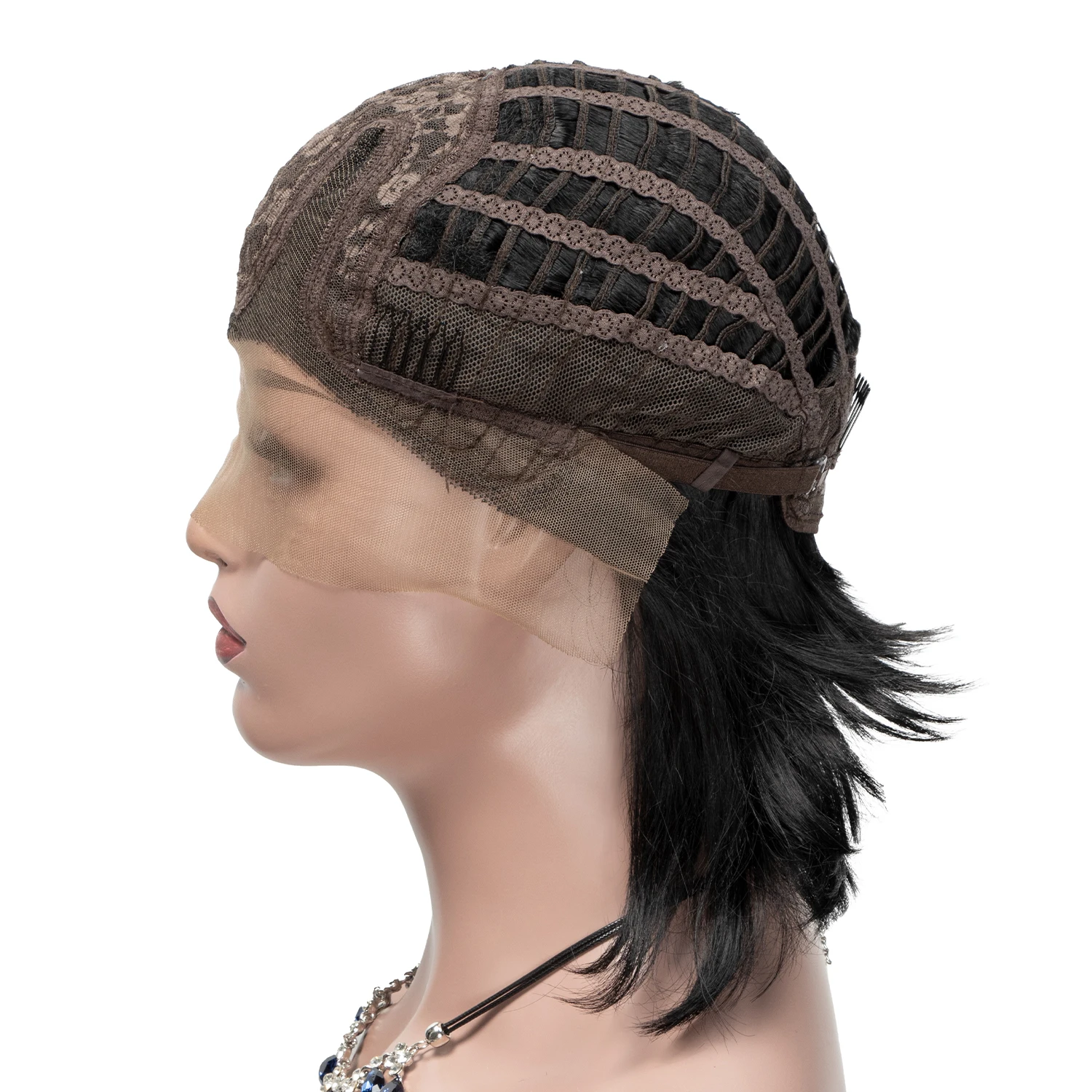 

Lace Front Synthetic Hair Wigs Natural Black Color Short Hair Wig For Women Part Side Heat Resistant Lace Front Wigs