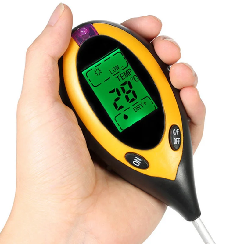 Новые 4 In1 завод почвы PH Измеритель влажности лампа тестера анализатор