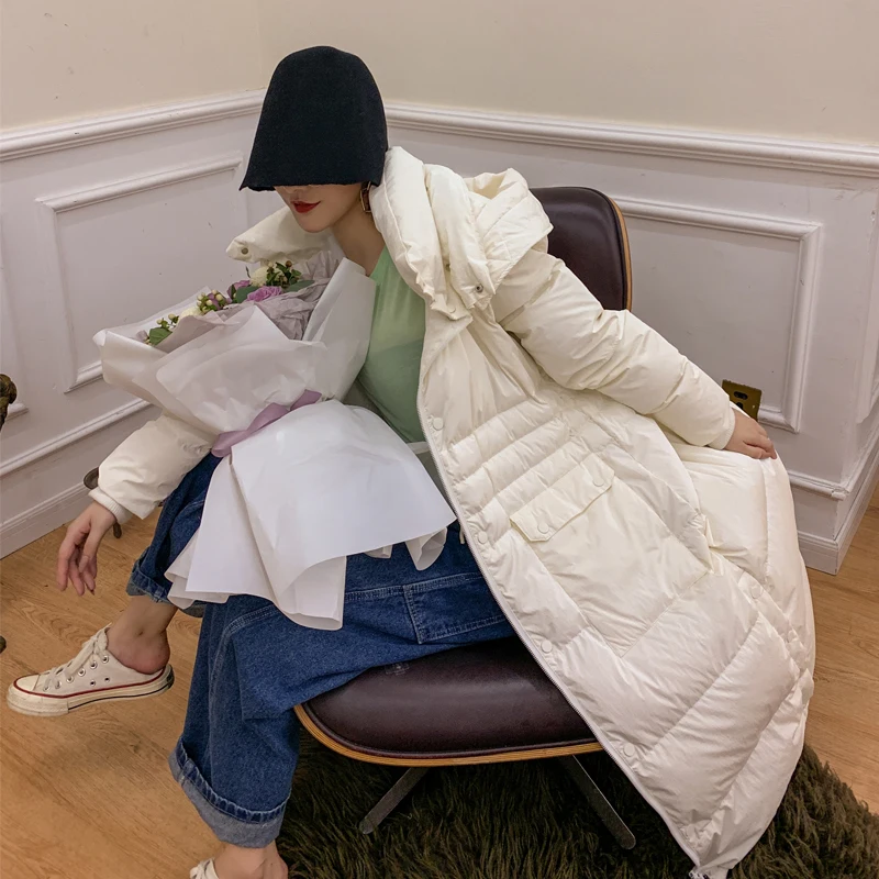 Женский пуховик с капюшоном Свободное пальто на зиму 2019 | Женская одежда