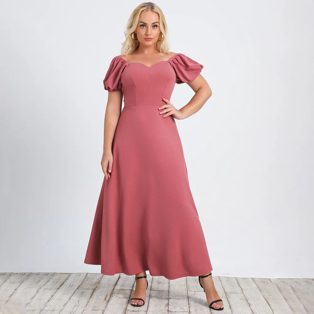 Elegant Fashion Long Women Party Dress Summer 3xl 4xl Plus Size Office Work Wear Short Sleeve Red Dress Robe Vestidos Gown