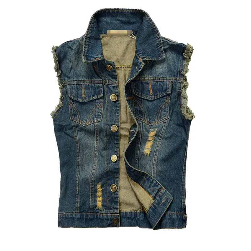 

Summer Ripped Mens Denim Vest Male Tank Top Washed jeans waistcoat Man Cowboy Brand Hip Hop Sleeveless Jacket 6XL,YA564