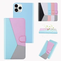 fashion colour splicing wallet card slot shockproof leather case for apple iphone 13 mini pro max magnetic bracket phone cases
