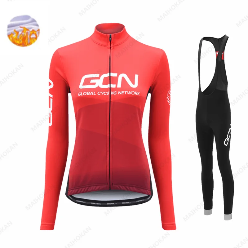 

Winter Thermal Fleece 2022 New GCN Cycling Jersey Long Set MTB Cycle Clothing Sportswear Mountain Bike Clothes Ropa Ciclismo