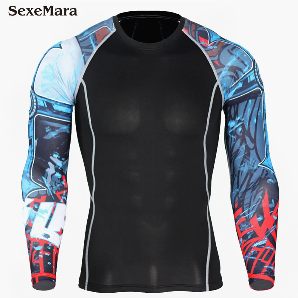 

Mens Compression Shirt Long sleeve Breathable physical fitness T Shirt Bodybuilding Weight lifting Base Layer Fitness Tight Tops