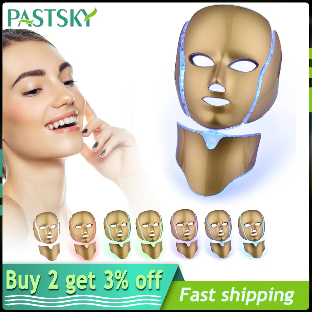 7 цветов светодиодный маска для лица Электрический Фотон светильник терапия