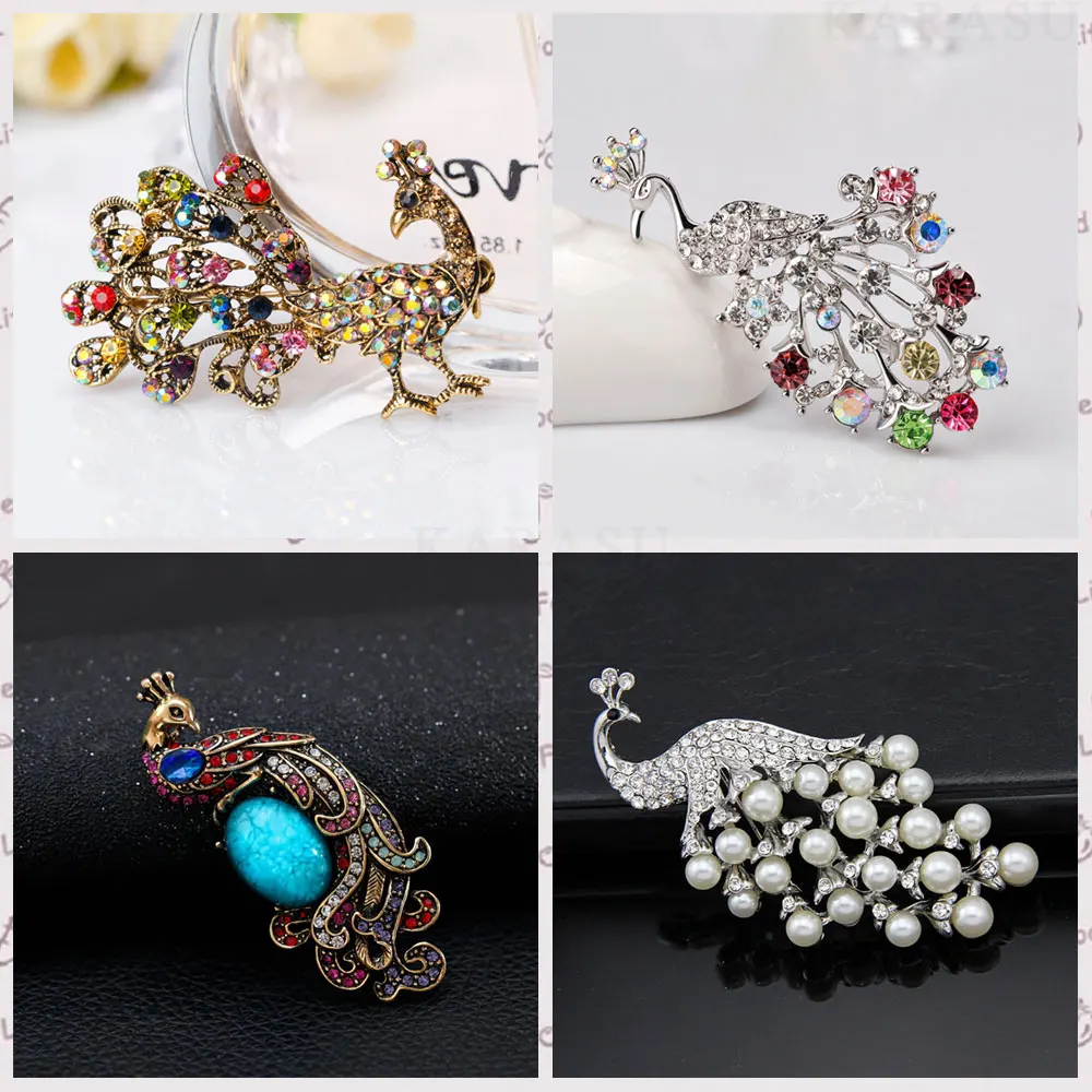 Женская Винтажная брошь в виде павлина с кристаллами для свадьбы Брошь