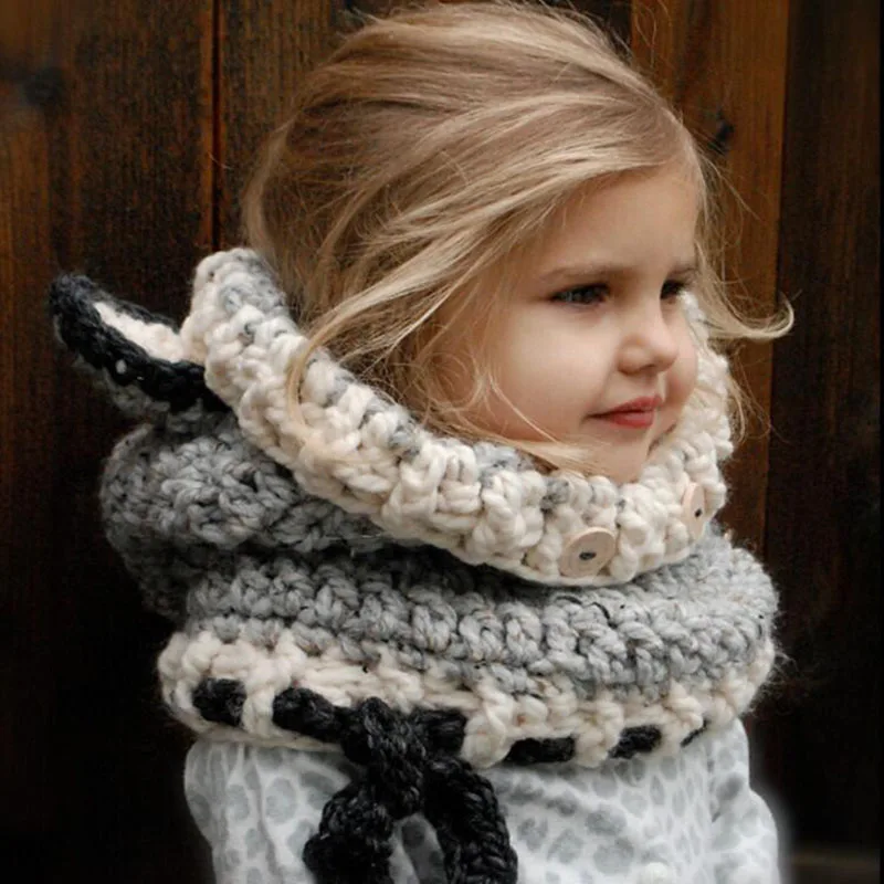 

Winter Kids Fox Ears Handmade Beanie Hat Scarf Sets for 1~10 Year Old Children Girls Scarves Free Shipping