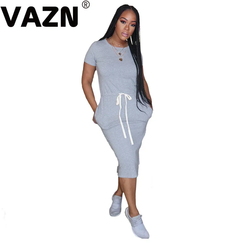 Женское леопардовое платье с коротким рукавом VAZN Черное Платье макси круглым