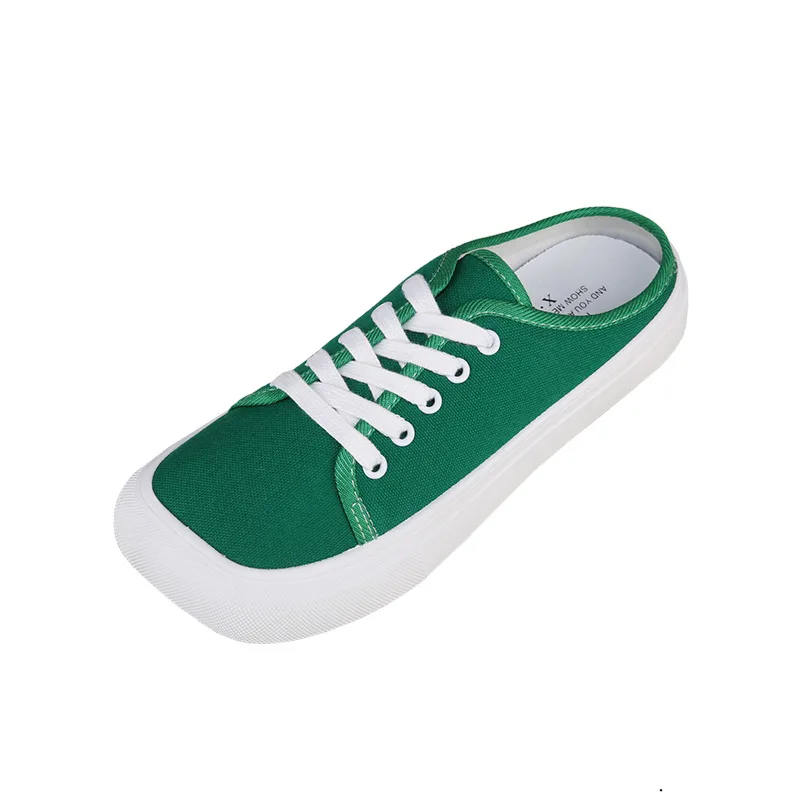 

Female Outer Wear 2021 Summer New Women Lazy Canvas Shoes Square Head Leopard Print Casual Baotou Half Slippers Canvas Sandals