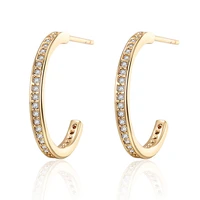new fashion c shape cubic zirconia small hoop earrings for women gold cz round circle earrings temperament jewelry gifts