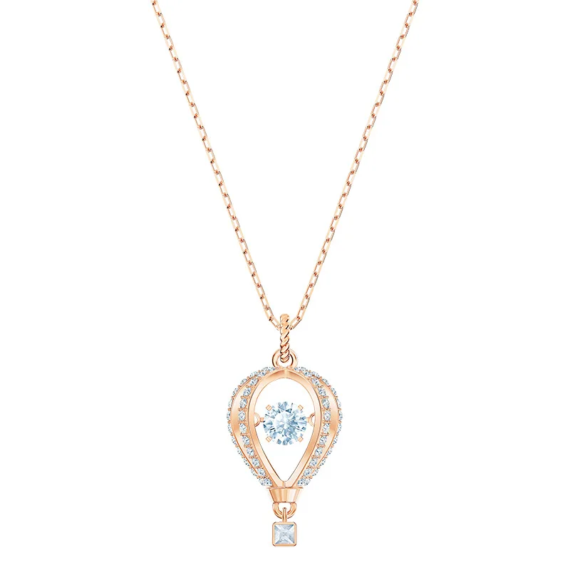 

925 Sterling Silver Original Pans Crystal Romantic Balloon Pendant Necklaces Link Chain for Women Anniversary Jewelry Gift
