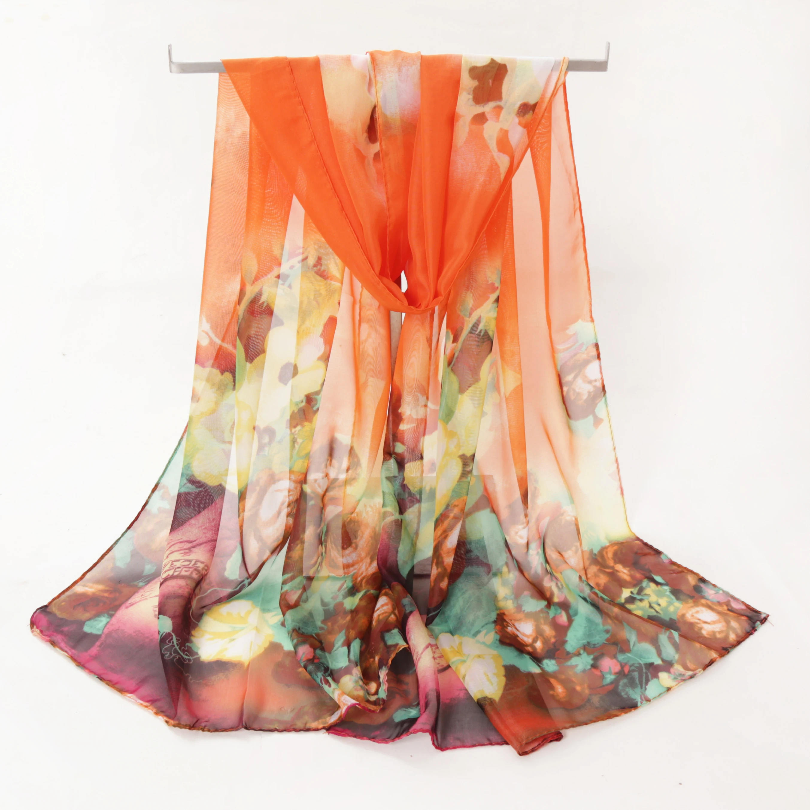 Новый женский цветочный шарф длинный мягкий накидка Женская шаль шифоновый