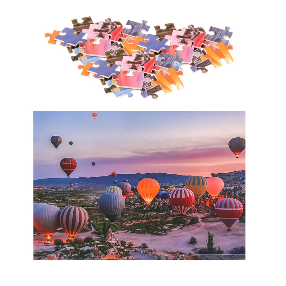 

1 Набор красочных пазлов с воздушным шаром, пейзаж, развивающая головоломка, игрушка