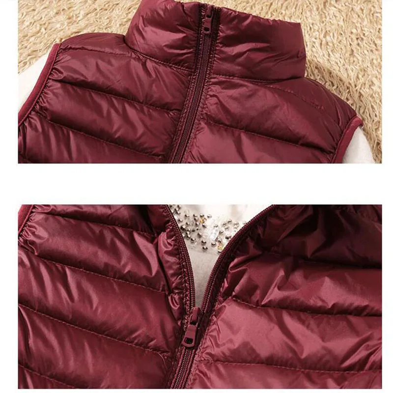 

2021 New Ultra Light Down Vest Women Short Vest Windproof Lightweight Warm Waistcoat Female White Duck Down Down Coat Sleeveless