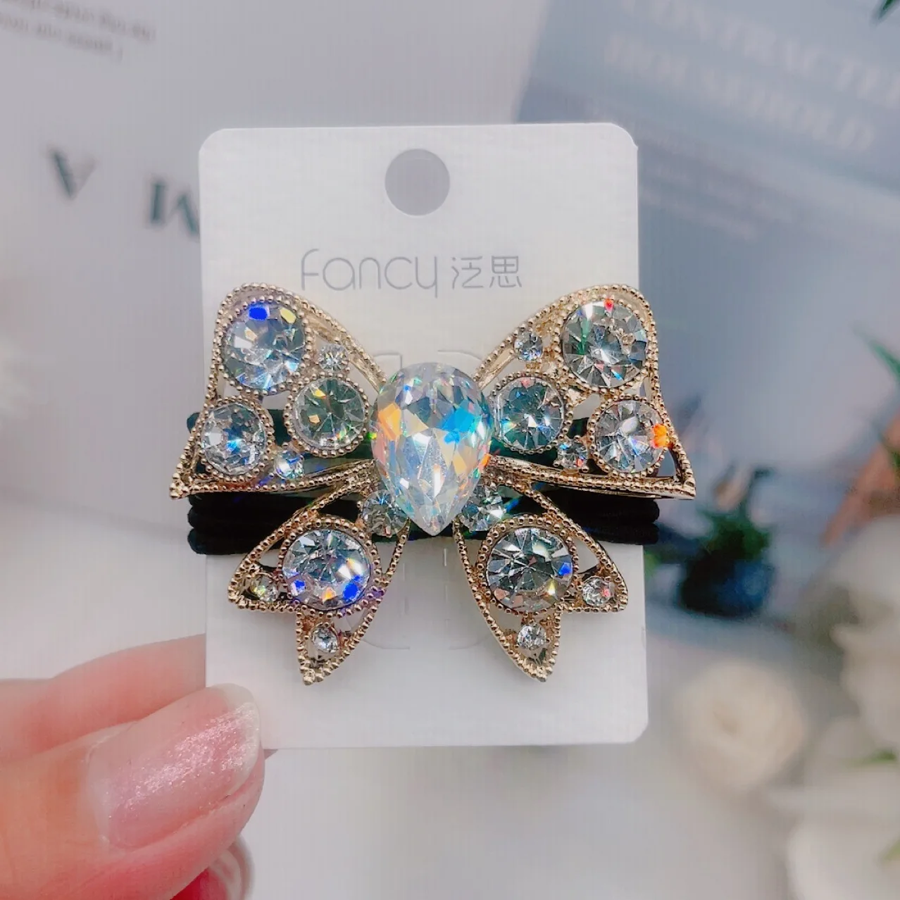 

set auger lovely bowknot ponytails YouYueFa circle diamond female rope tied hair style students model