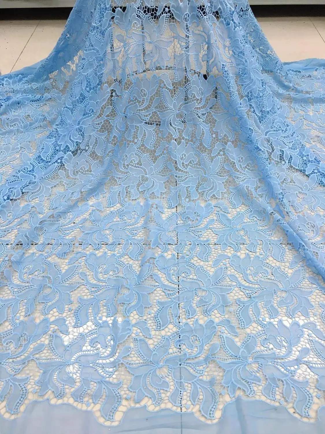 

MIQIER High Quality African nigerian tulle Lace Fabric Embroidery cotton fabric guipure lace fabric French Tulle lace J92