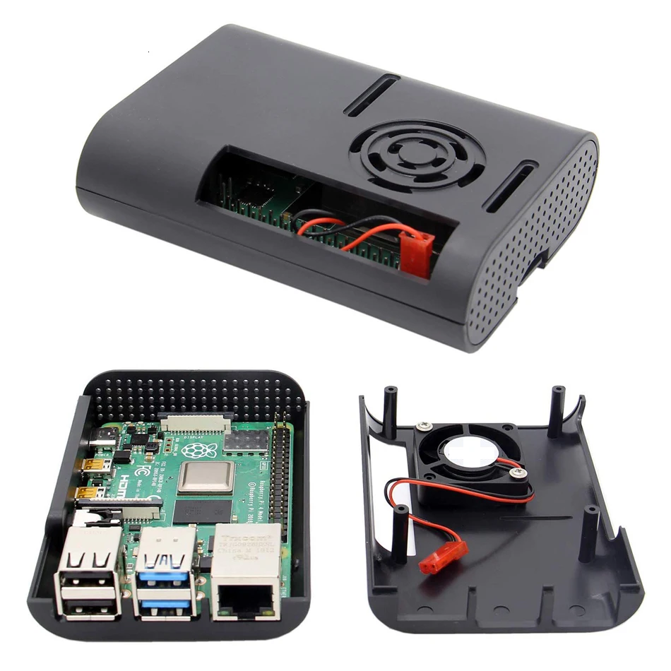 Raspberry Pi 4 Чехол, Raspberry Pi 4 Модель B защитный чехол ABS с охлаждающим вентилятором+ алюминиевые радиаторы для Raspberry Pi 4B