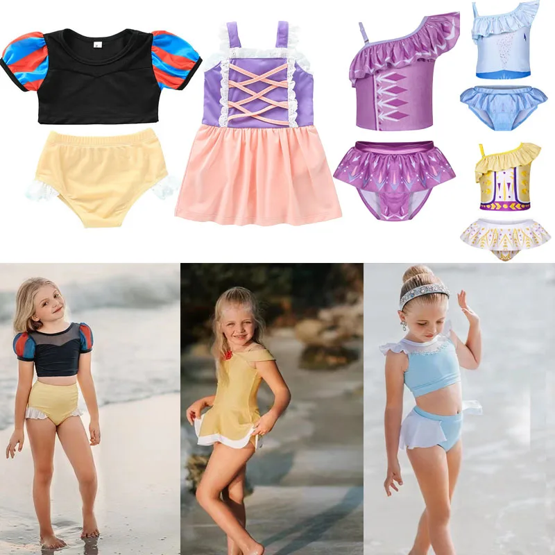 

2022 New Girls Swimming Outfit One Piece Kids Bathing Suit Pool Swimwear Two Pieces Swimsuits Summer Children Princess Swimsuit
