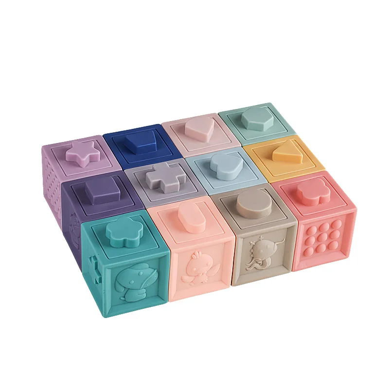 

12PCS Baby Soft Toys Stacking 3D Sensory Hand Balls Animal Number Baby Educational Massage Rubber Teethers Squeeze Toy Bath Ball