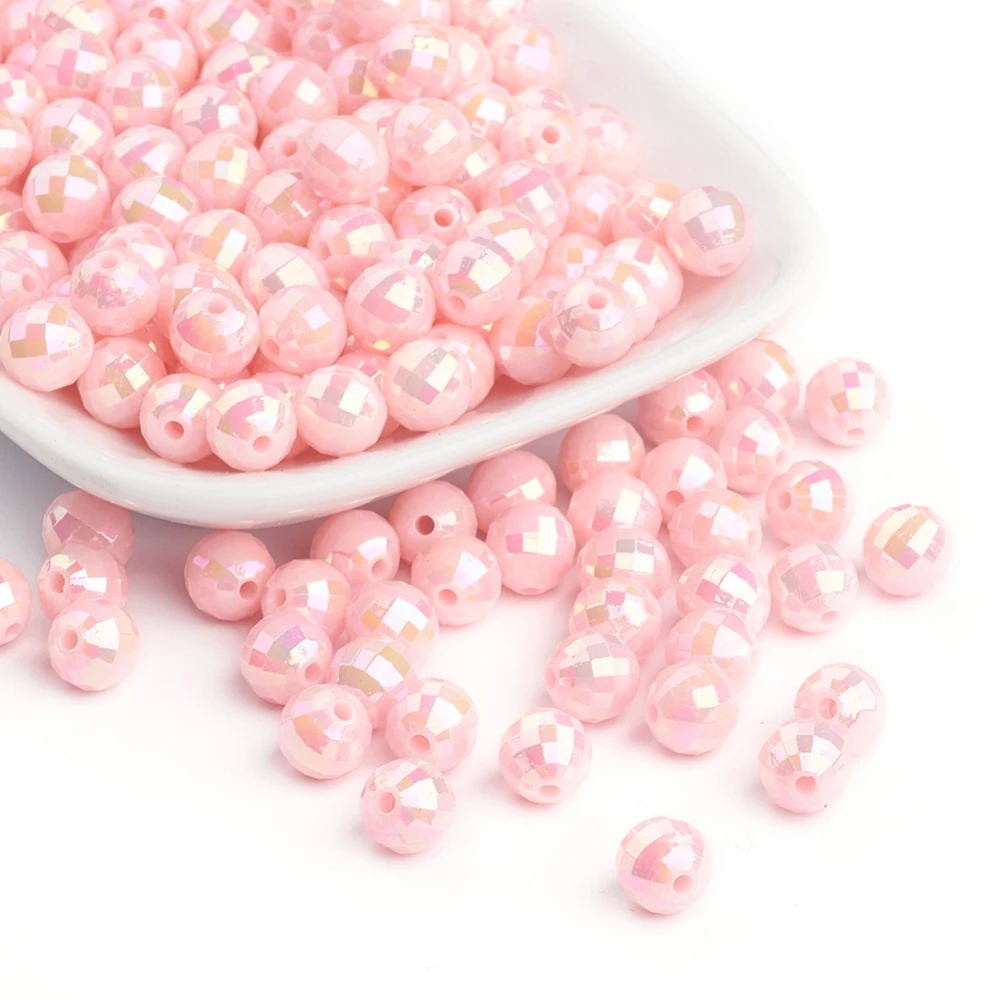

500 g Plating Eco-Friendly Poly Styrene Acrylic Beads AB Color Faceted Round Pink 8mm Hole: 1mm about 2000pcs/500g
