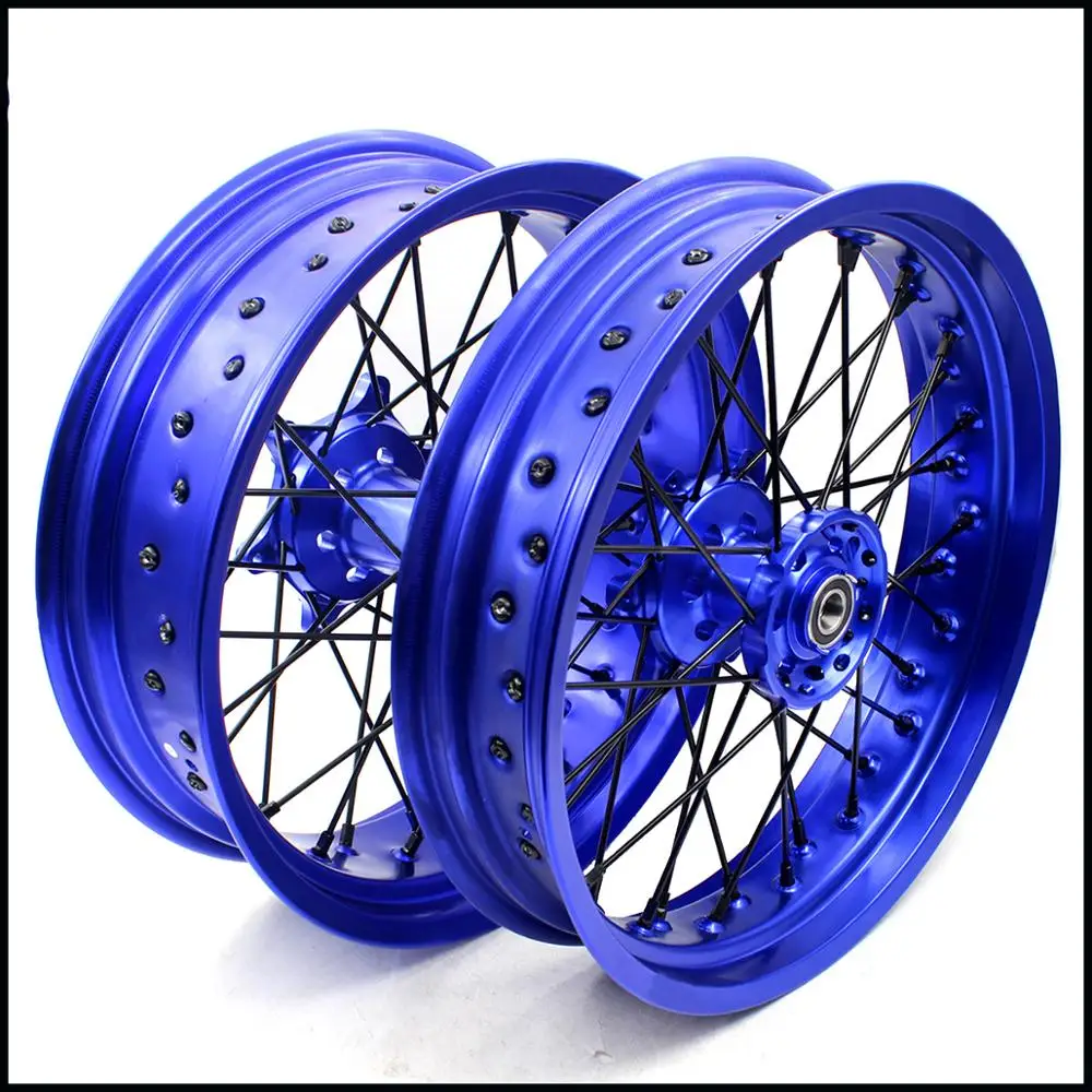 3 5/4 25 Supermoto колеса Supermotard диски набор для YAMAHA YZ250F 2001-2019 YZ450F 2003-2019 синий обод черная