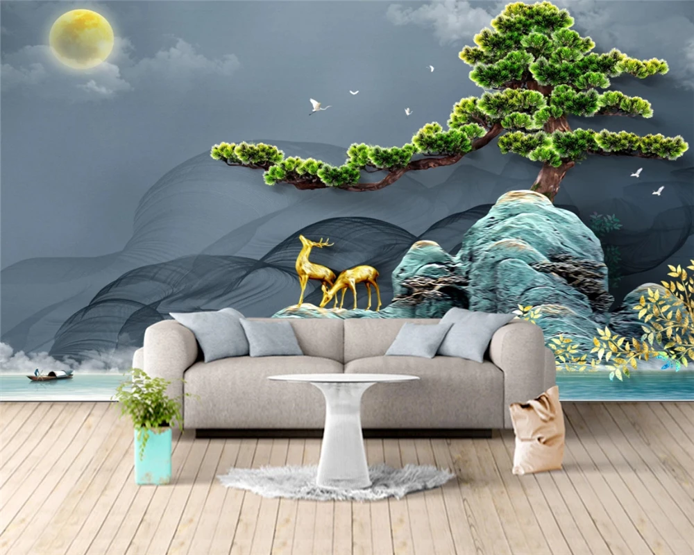 Обои beibehang на заказ новые китайские абстрактные золотые линии акварельные обои с