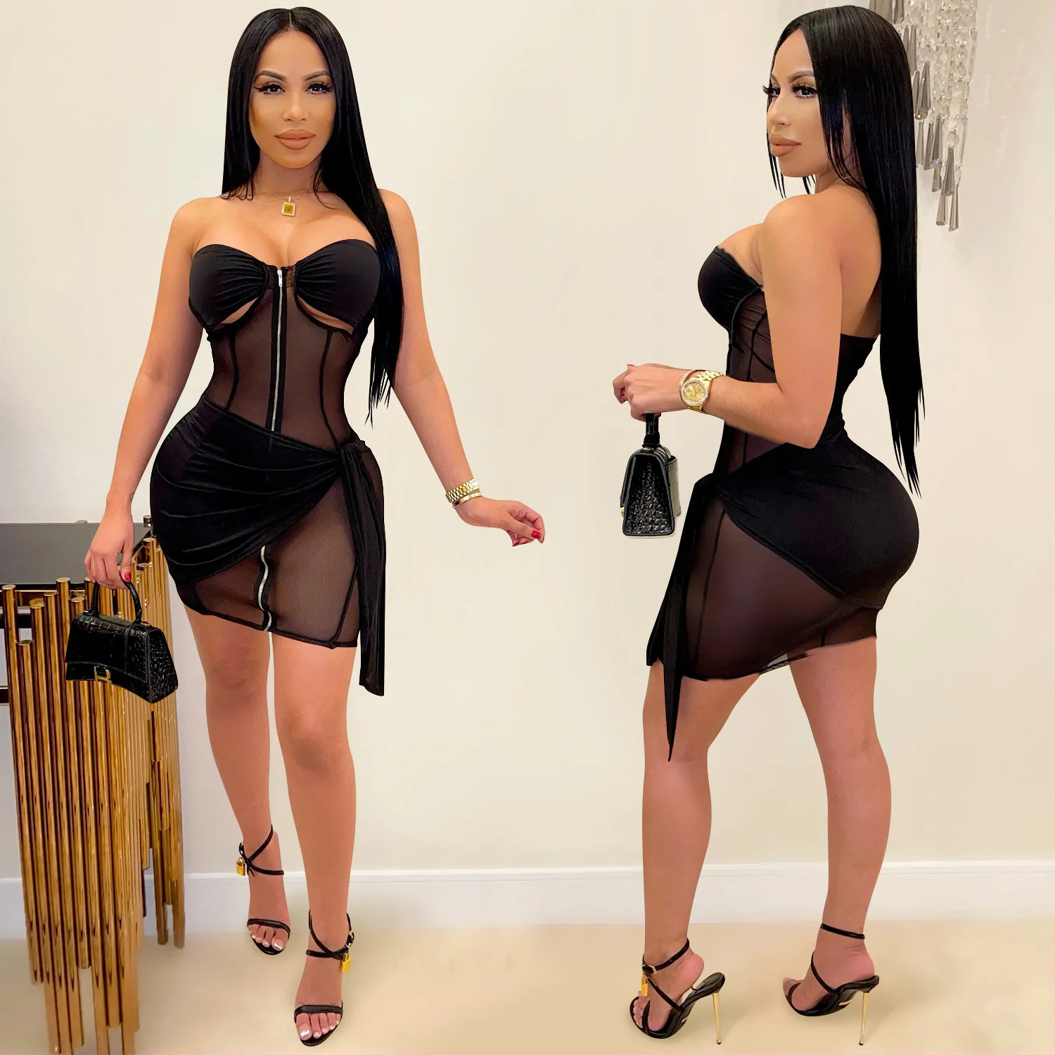 

Sexy Women Mini Dress Sleeveless Party Night Clubwear High Streetwear Party Night Clubwear Dresses For Women Outfit