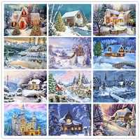 shayi 5d diamond painting fantasy house snowscape full squareround drill embroidery cross stitch home decor painting