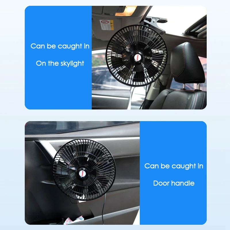 

Thaicool 12V Car Electric Fan Adjustable Speed Oscillating Cooling Fans with Clip for Home Travel Car Truck