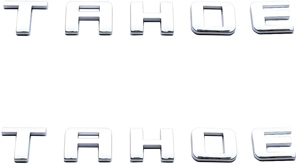 

2x Tahoe Emblems 3D Letter Glossy Shiny Badge Letter Nameplates (Chrome)