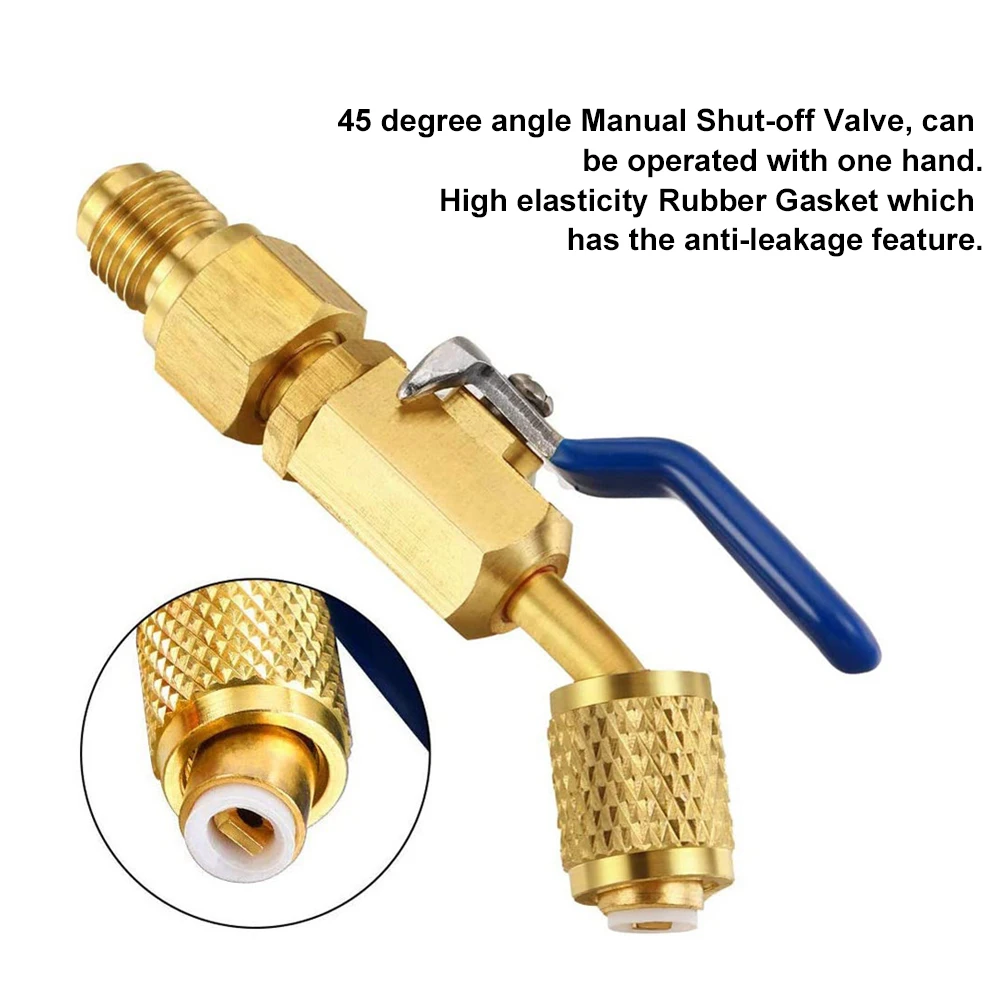 

6pcs Air Conditioning Refrigerant Angled Compact Ball Valve 1/4 Inch for R410A R134A R12 R22 AC HVAC Adapter Vacuum Pump Adapter