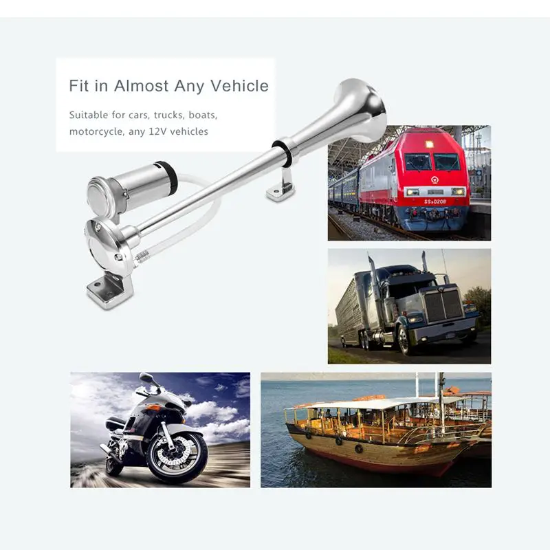 Универсальный 17 дюймов одинарный Автомобильный Воздушный Рог 12 в компрессор 150