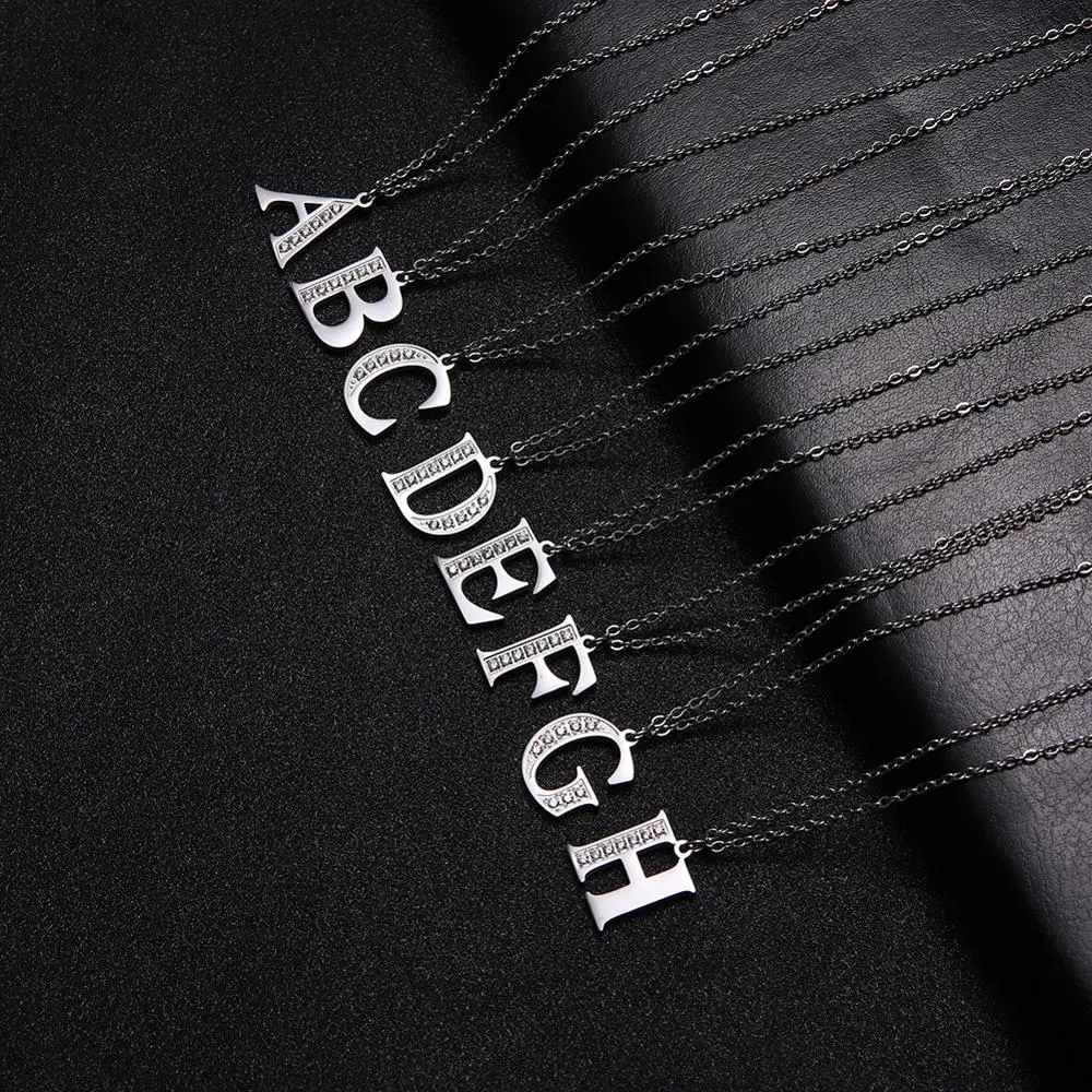 

Cazador 26 Letters Pendant Necklace for Women Clear Zircon Gold Color Stainless Steel A-Z Choker Birthday Mother's Day Gift 2022