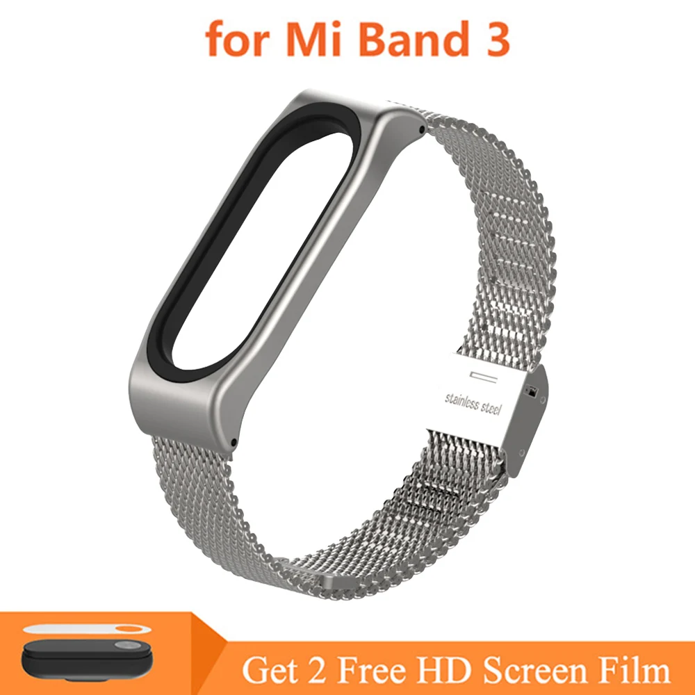 Mi3 Milan Silver Ремешок mi Band 4 mi Band 3, металлический ремешок для Xiaomi mi Band 3, браслет из нержавеющей стали, умный ремешок, сменный ремешок для mi Band 4/3 - Цвет: Mi3 Milan Silver