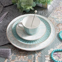 ceramic tableware set coffee cup geometric plate set meat and bone porcelain 10 inch plate set