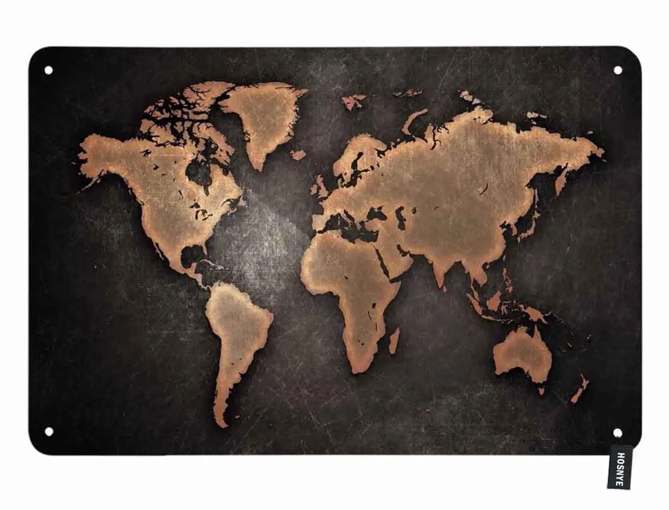 

World Map Tin Sign Vintage Black Background with Seven Continents Vintage Metal Tin Signs for Men Women Wall Art Decor