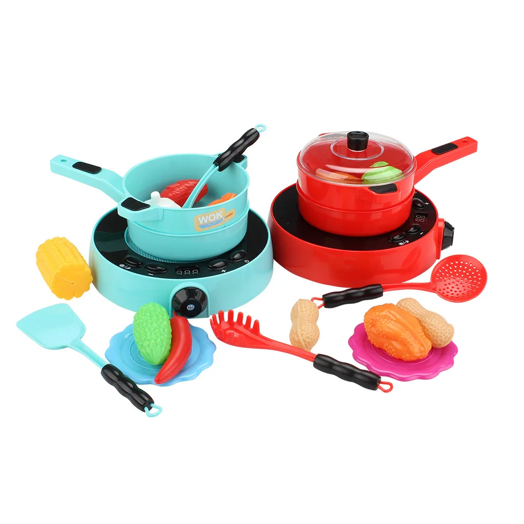 

Kids Boys Girls Toys Kitchen Set Minature Items Mini Simulation Pretend Play Cooking induction cooker set with light and sounds