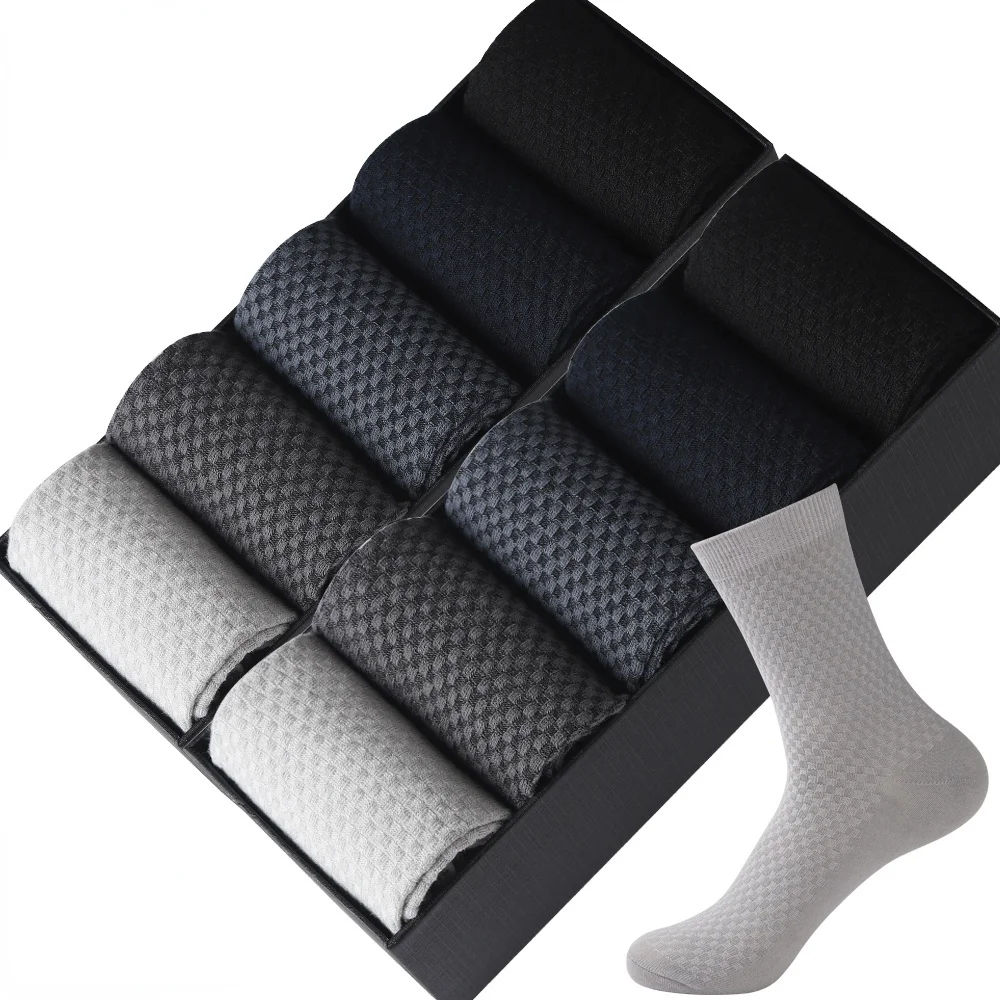 

1 Pair of Black High Quality Bamboo Fiber Socks Men's Black Compression Stockings Business Casual White Men's Socks Socks