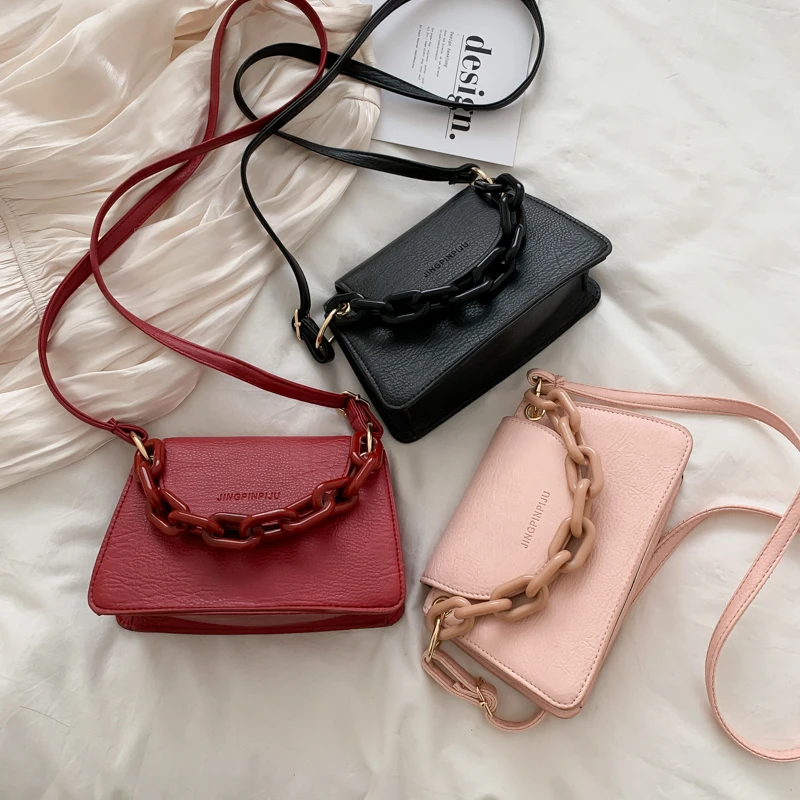 

Women Solid Color Square Flap Shoulder Handbag Fashion PU Leather Crossbody Bag Popular Simple Female Daily Tote Bag