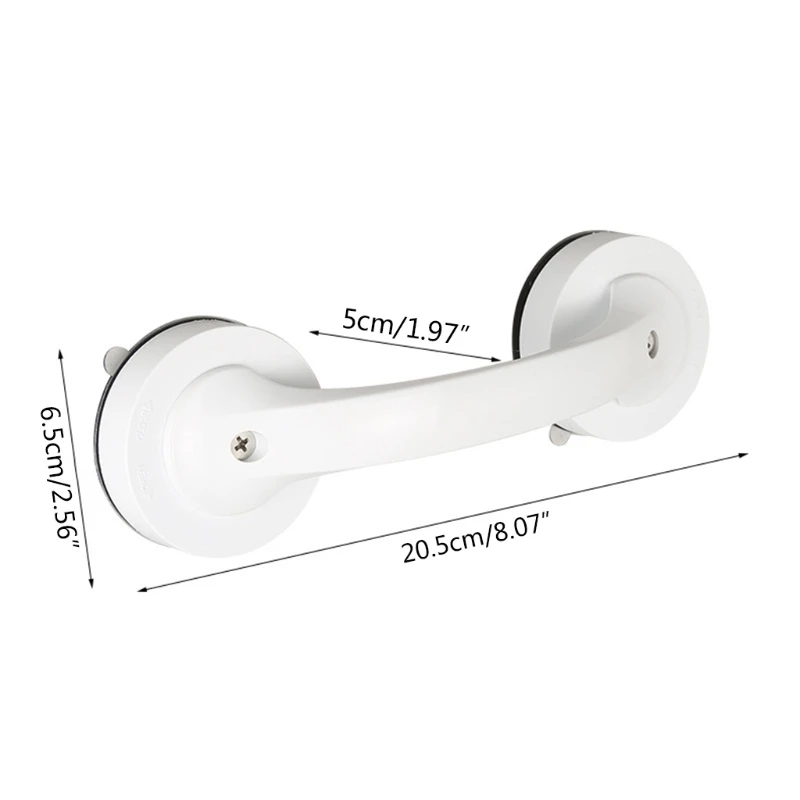 

E7CC White/Black Handle Suction Cup Handle Classic Simple Grab Bar Handrail Shower