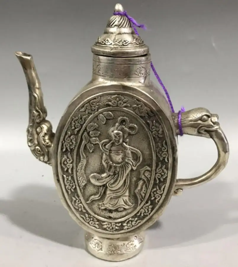 

China White copper beauty teapot crafts statue