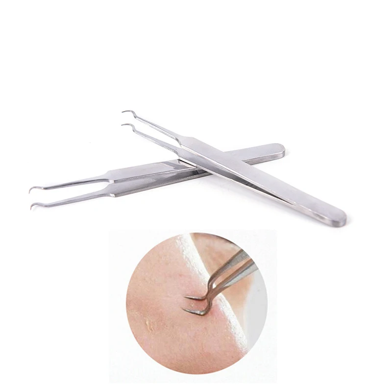 

1 Pcs Stainless Steel Blackhead Acne Blemish Pimple Extractor Remover Needles Bend Curved Blackhead Acne Clip Tweezer Care Tools