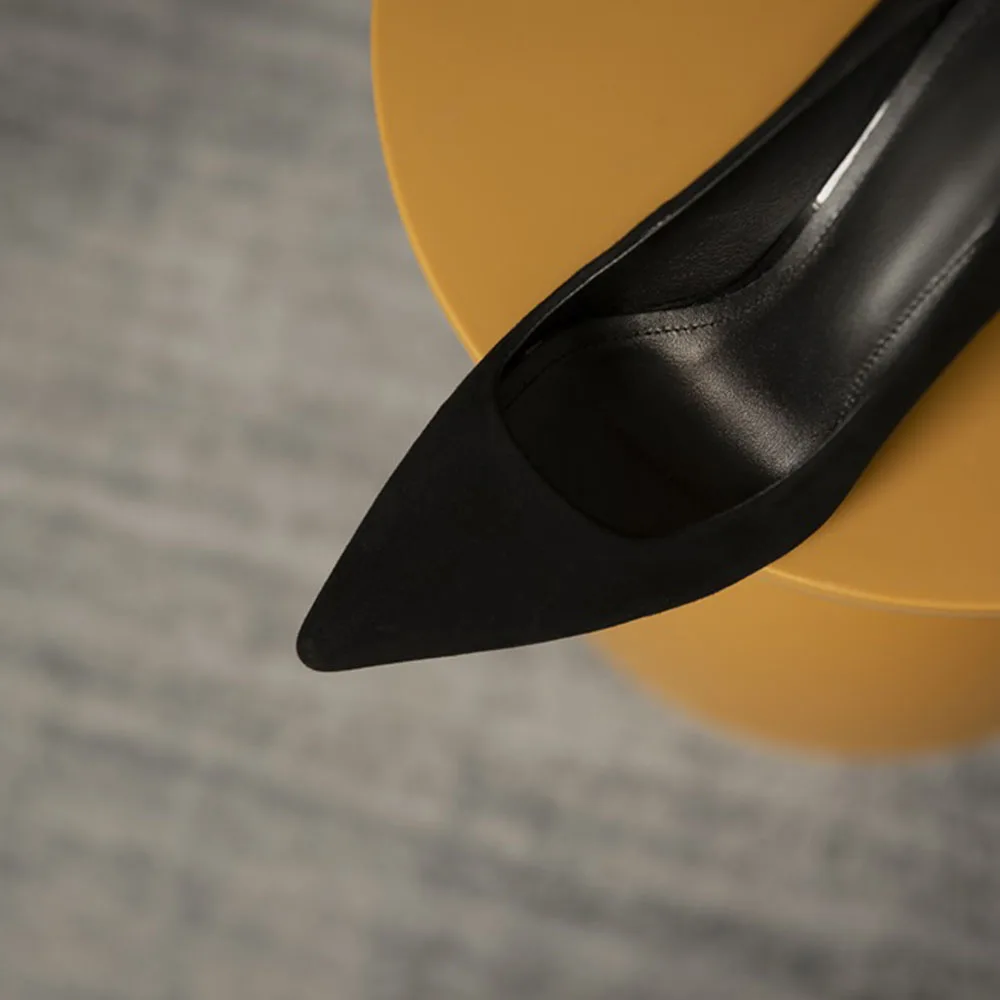 Туфли Kanseet женские на высоком каблуке модные пикантные заостренный носок замша