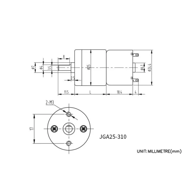 Микро-25 мм металлический Коробка передач редукторный двигатель DC 5V 6V 22 об/мин