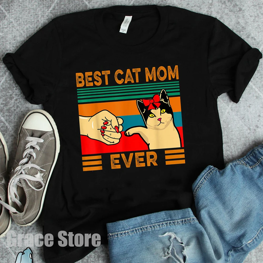Женские рубашки лучшая футболка с кошкой и мамой женские хлопковые топы