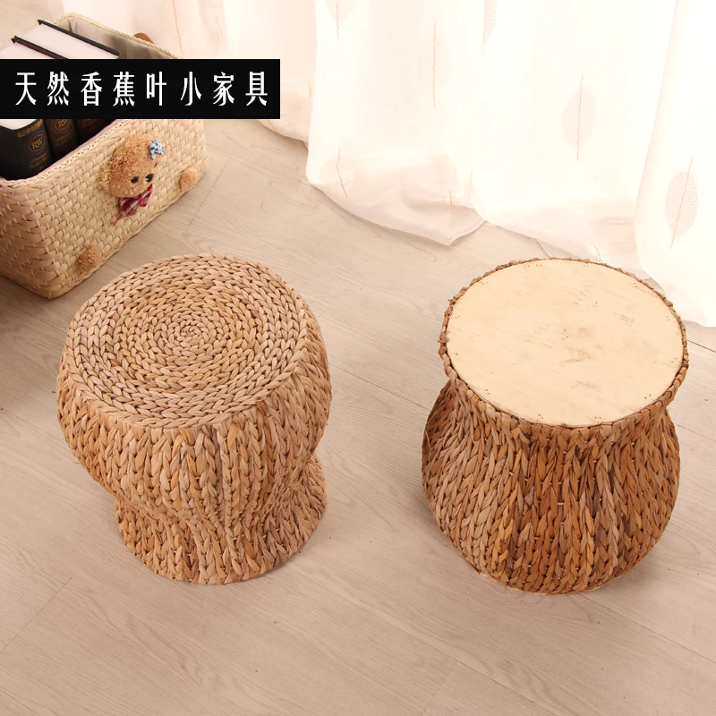 H1 мебель Раш трава табурет круглый ротанга твердой древесины творческий дом